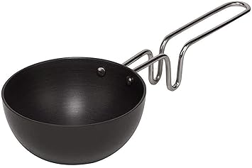 Shyam Enterprise Tadka Pan Vagharia Steel Handle with Grip Dal Tadka Spice Heating Pan for Kitchen, Hotel Multipurpose Black 10 CM