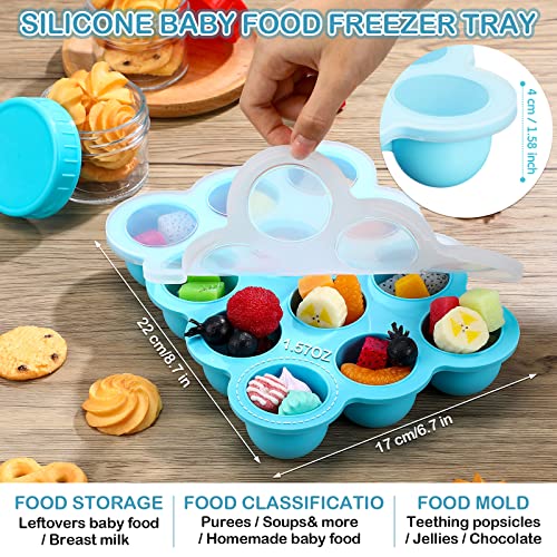 12 Pack Baby Food Storage Containers And 2 Pack 12 Cup Silicone Baby Food Freezer Tray With Lid 4 Oz Glass Baby Food Jars With Lids For Infants Babies Microwave Dishwasher Safe #TOP2