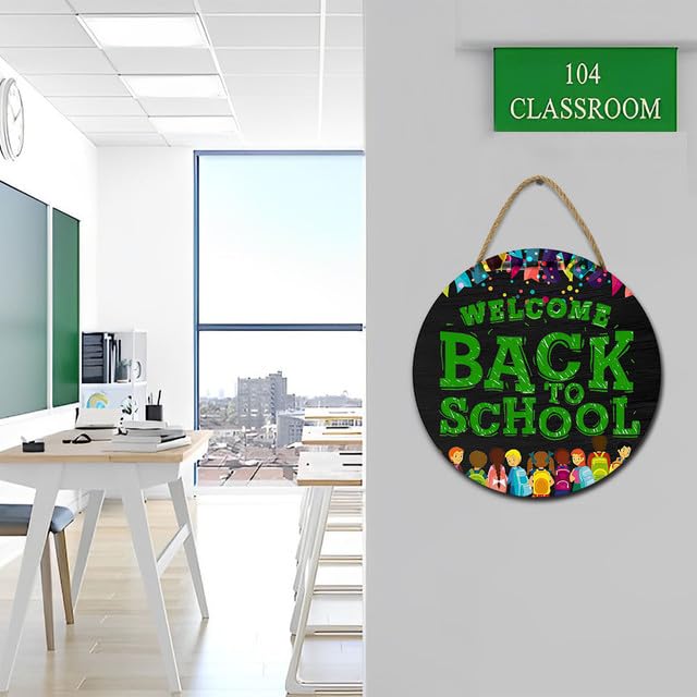 Welcome Back To School Schild – Türdekoration Für Klassenzimmer, Holz Mit Apfel-Motiv, 30,5 X 30,5 Cm