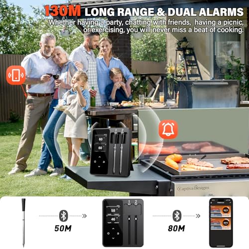 Thermomètre de cuisine sans fil à deux sondes