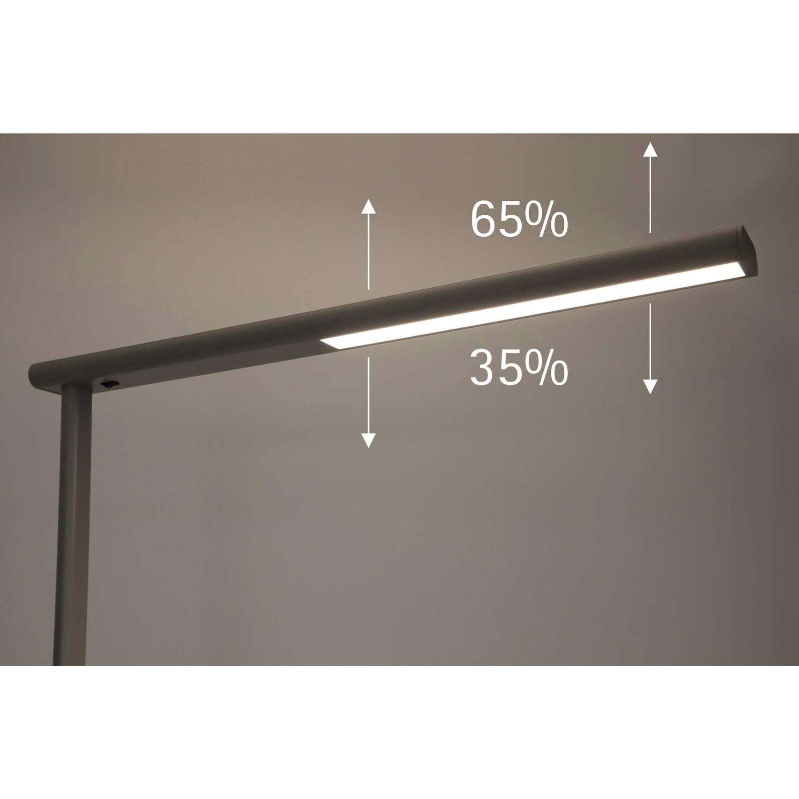 MAUL Lampa Stojąca Led MAULjet – Szeroka Lampa Robocza do Biura – Energooszczędna Lampa Stojąca O Temperaturze Barwowej 4000 K – Srebrna