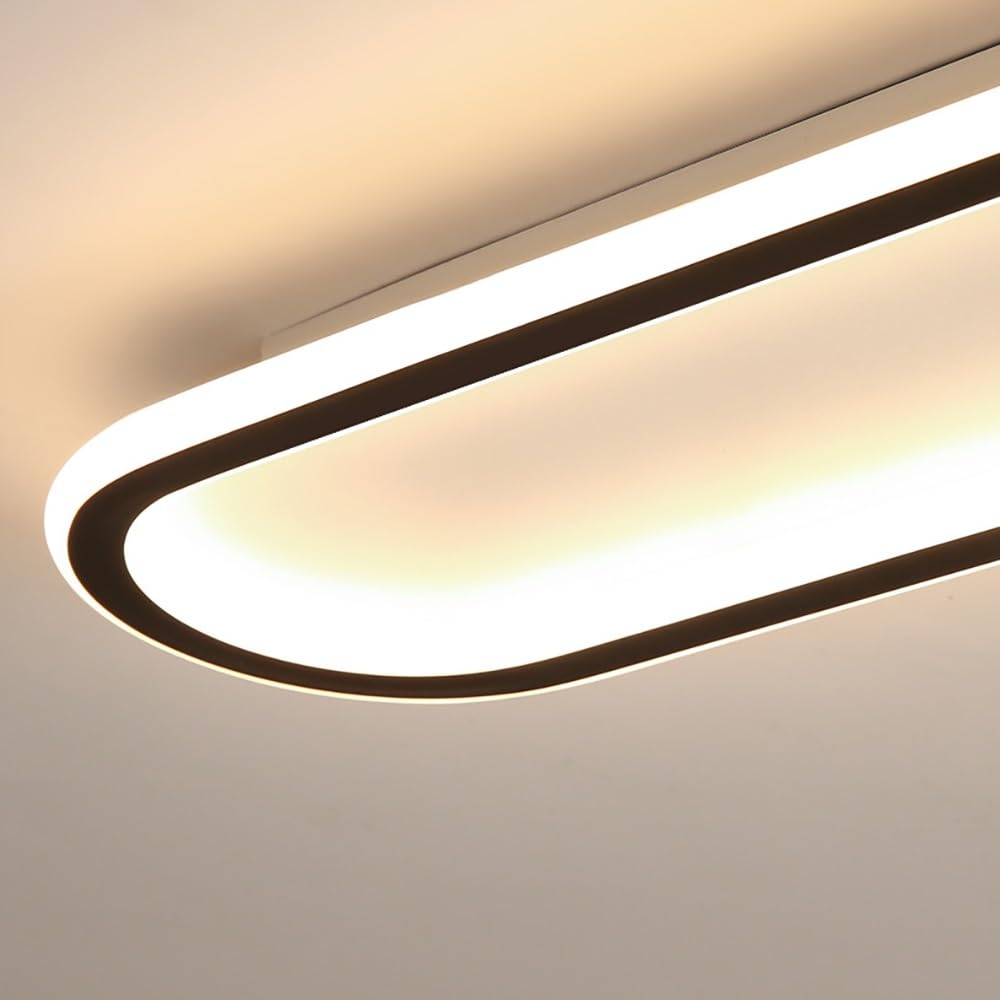 Lampy Sufitowa LED Owalna Nowoczesna, Plafon Liniowe Oświetlenie Sufitowe Minimalistyczne do Korytarz Wejście Balkon(Black(4000K),30cm/11.81in)