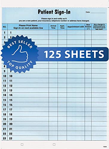 Image of Tabbies Bilingual Patient Sign-in Label Forms, English /Spanish, 250 Sheets, Blue 8.5 x 11 HIPAA Confidential Medical Office Check-in Sheets with Peel-Off Labels, Daily Log, Made in the USA