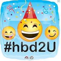 Emoji Foil Balloons, 18 Inch Party Decoration Pack, Yellow Smile Face Design, Helium or Air Compatible, Different Expressions.