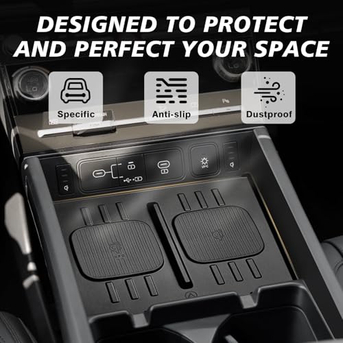 Image of Muslogy Center Console Inserts Compatible with 2024 2025 2026 Hyundai Santa Fe Accessories, Center Console Wireless Charger Protective Mat Liner Anti-Slip Phone Charge Area Charging Protection