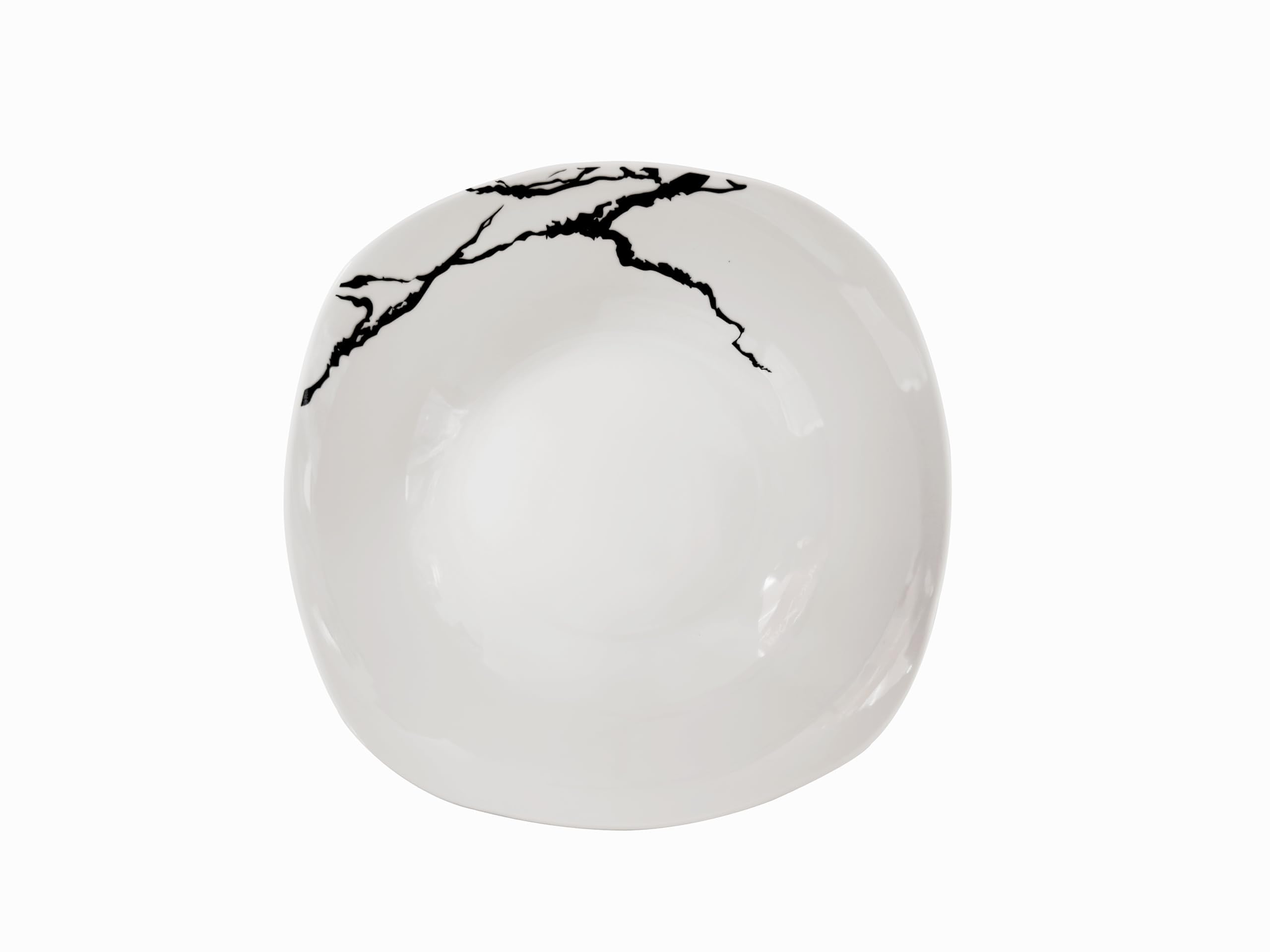 Servizio Piatti 19 Pezzi Per 6 Persone | Resistente Porcellana Bianca e Nera Design Moderno Marmorizzato Elegante Raffinato | Uso Quotidiano, Occasioni Speciali, Lavabile in Lavastoviglie