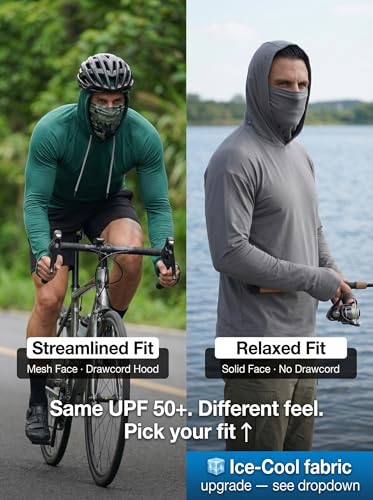 Image of 3-Pack Men's Sun Hoodie with Mask - Quick Dry Compression Fishing Shirts Long Sleeve Outdoor Work Tactical Hiking Gear