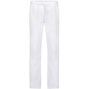 B-well Batista Medizinische Schlupfhose Unisex Arbeitshose Damen Pflege/Herren Pflege – Elastischem Bund – Gesäßtasche Krankenhaus Uniformhose – mittlerer Taille und Rundumgummibund (Weiss, L)