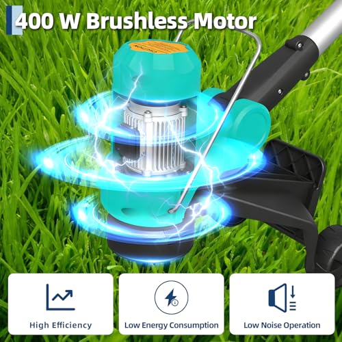 Garvee String Trimmer Cordless - Weed Wacker Battery Powered Electric Weed Trimmer with 2x2.0Ah Batteries, 12" Grass Cutter Auto Line Feed, Lawn Trimmer with 8 Pcs Spools, Lightweight Edger Lawn Tool - Image 6