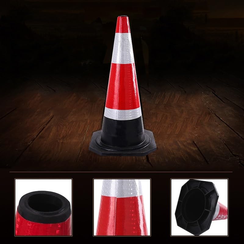 Lot de 4 Cônes de Signalisation, Borne de Sécurité, Borne de Stationnement, avec Base Lestée Noire, for Le Contrôle de la Circulation, Les Événements de Construction