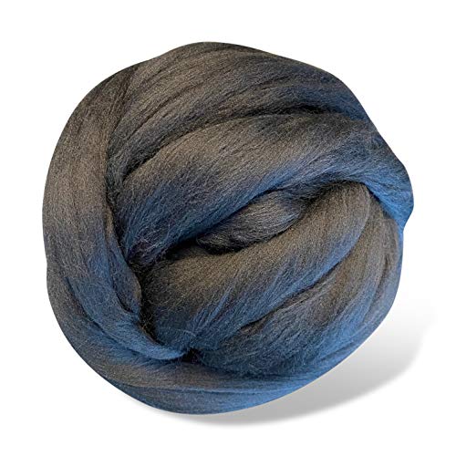 Revolution Fibers Black Wool Roving 8 Ounces | Premium Merino Roving Wool For Blanket 21 Micron | Soft Spinning Wool Top, Chunky Roving Yarn, Needle & Wet Felting, Hand Spinning & Weaving #TOP7