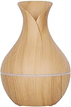 Ultrasonic Aroma Humidifier Diffuser for Home & Office with Colour-Changing LED Light, Wooden Mist Air Humidifier for Bedroom & Aromatherapy Essential Oils, Easy Clean Tank, 200ml (Light Brown)