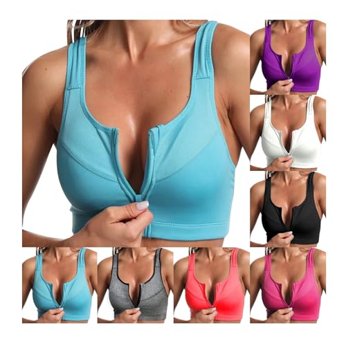 Sujetador Deportivo con Cremallera para Mujer De Entrenamiento De Alto Impacto Mujer Cierre Delantero Sujetador Deportivo Post Operatorio con Soporte de Espalda