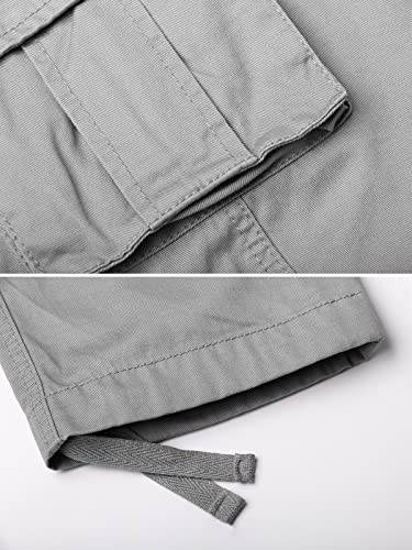 OCHENTA Men's Military Cargo Pants with 8 Pockets, Relax fit Casual Work Combat Outdoor Slacks Light Grey 383