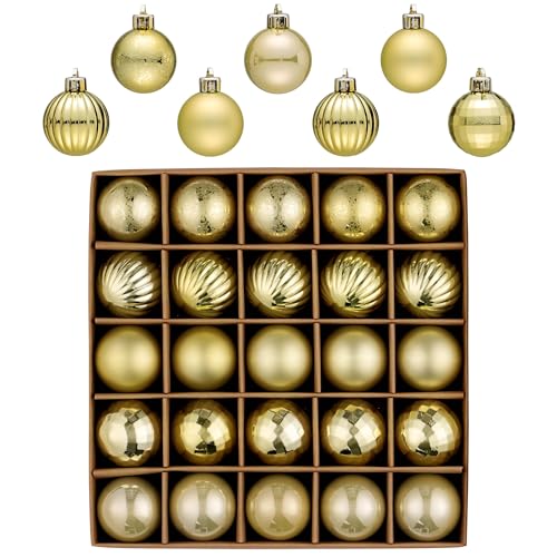 Valery Madelyn 25 Stück Weihnachtskugeln,4cm mini Christbaumkugeln...