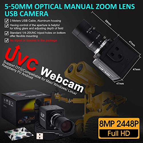 Webcam 8MP Zoom 5-50mm Objectif Variable Caméra HD USB PC Ordinateur Portable - 6