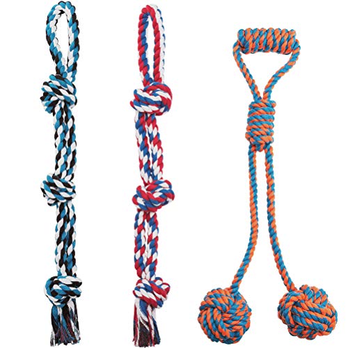KOOLTAIL Dog Rope Toys - 3 Pack Durable Interactive Ball Chew Toy for Strong Aggressive Large Dogs