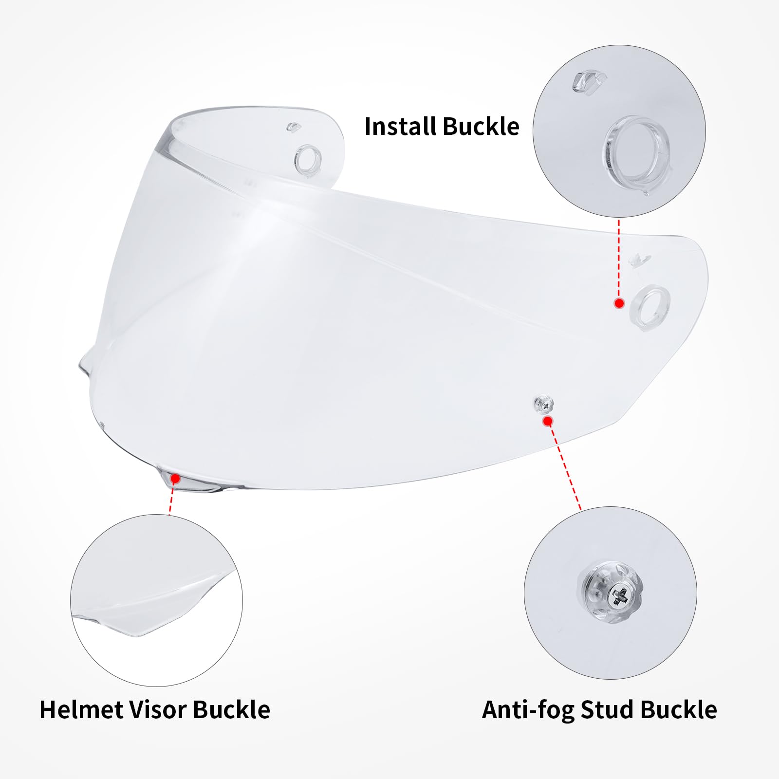 MXJ Gear HJ-33 Visor Shield Replacement, I90 Visor Face Shield Compatible With HJ-33 Helmet Visor Accessories (Clear)