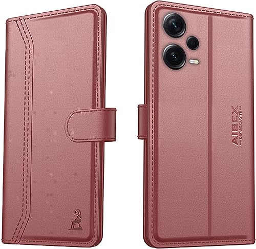 Image of AIBEX Compatible for Redmi Note 12 Pro Plus Flip Cover Leather Finish | Inside TPU with Card Pockets | Wallet Stand | Complete Protection Flip Case - Brown