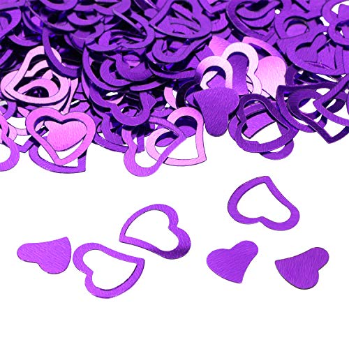 ONLYKXY 1200Pcs Love Heart Shaped Confetti, Table Wedding Decoration, Glitter Confetti for Wedding Party (Purple)
