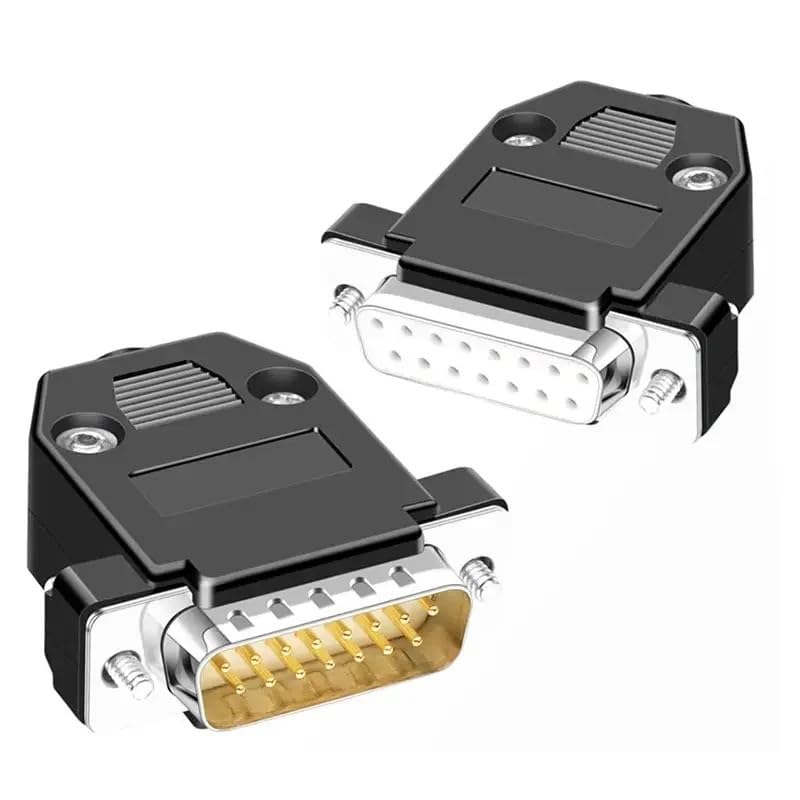 DB15 Welding Male Female Connector 2 Rows 15 Pin Soldering Plug Serial Port Connector DB 15Pin Butt Joint Plug Adapter(Solid Female-S)