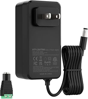 BTF-LIGHTING 12V 5A 60W Power Supply Adapter ETL Listed 100-240V AC to 12V DC Converter Class 2 Power Supply, 5.5x2.1mm Jack for for Low Voltage LED Strip Lights, CCTV, Router, Electronics