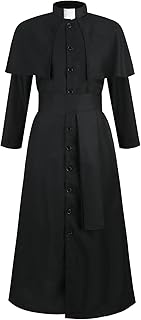 yolsun Priest Costume for Men, Black Clergy Robes Halloween Priest Outfit Cosplay Dress Up