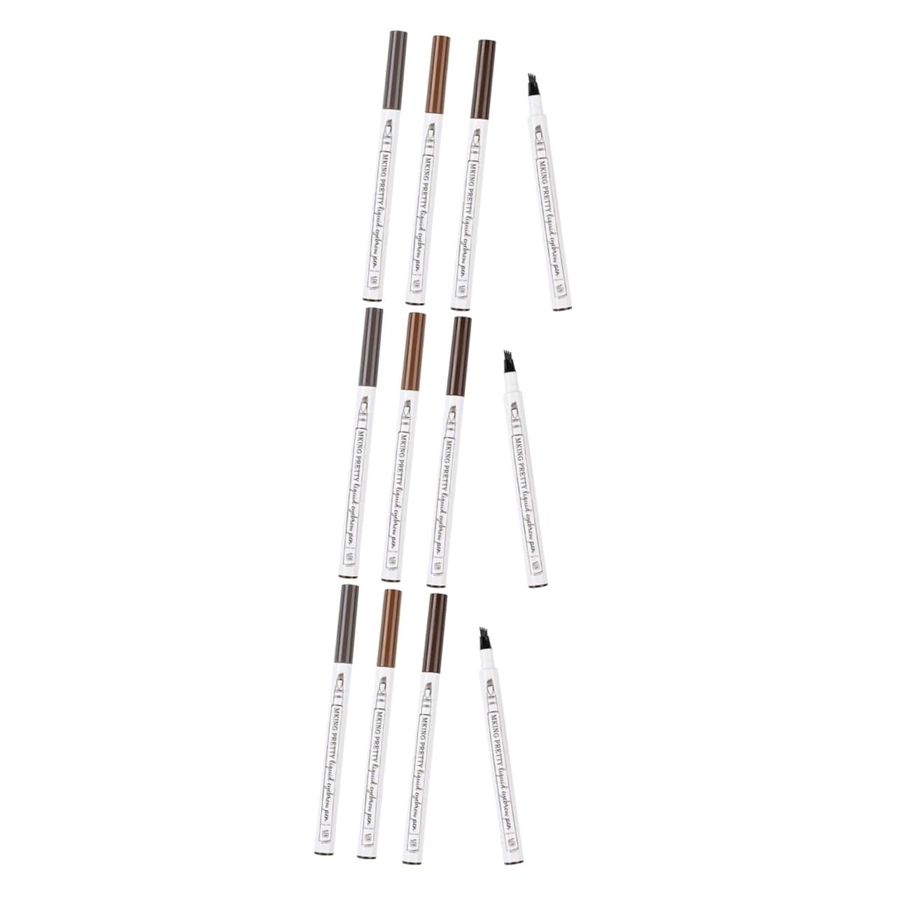 minkissy 12pezzi Penna Sopracciglia Denti Makeup Naturale Per Sopracciglia Castagno Marrone Scuro Nero