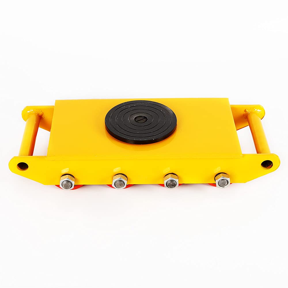 12T Rotelle per trasporto skate industriale con 8 ruote direzionali in poliuretano, rotazione a 360 gradi di macchine pesanti ed elettrodomestici (4 pezzi, giallo)