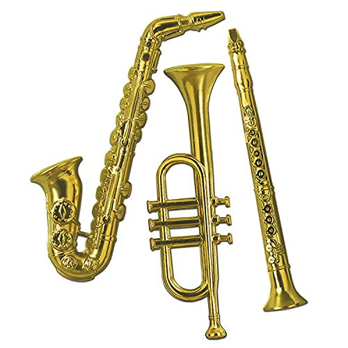 Gold Plastic Musical Instruments Pack of 6