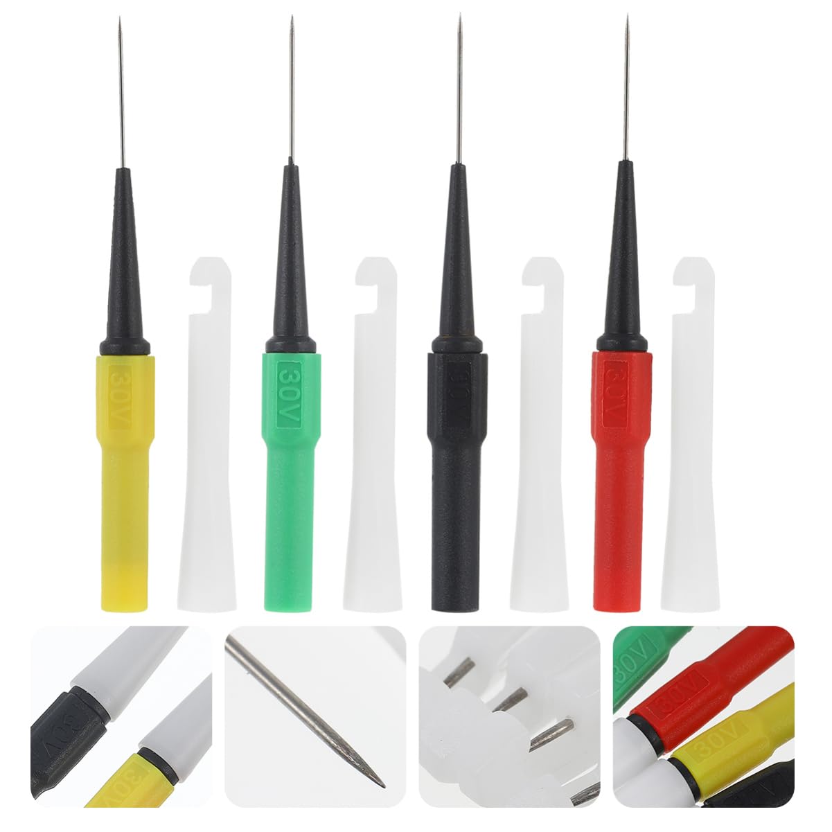 NUOBESTY 3 Ensembles Goupille De Perçage D'isolant Kit De Arrière Pour Multimètre À Fil Mini Perceur De Fil Accessoires De Test Automobile Black 4 Pièces * 3