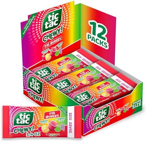 TIC TAC CHEWY! Fruit Adventure Candy, Bulk 12 Pack, Fruity Chewy Candy, Share Size, 3.04 oz Each (Packaging May Vary)