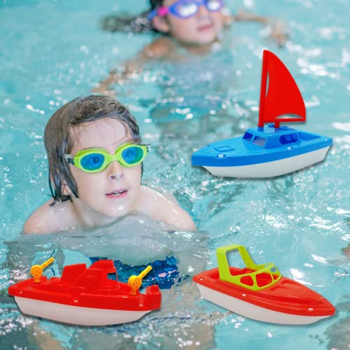 Toy Boat Bath Toys For Kids & Toddlers 3 Pack - Large 10" Floating Toy Boats For Bathtub, Kids Pool Toys, Beach Toys Outdoor Water Play By 4E's Novelty #TOP6