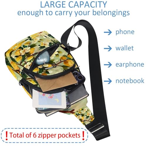 Riñonera cruzada para correr y viajar con diseño de flor de pera amarilla 5
