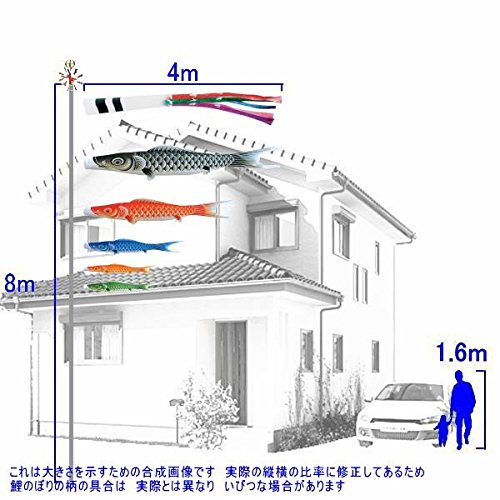 Amazon | キング印鯉のぼり 鯉のぼり 庭用 瑞宝（五色流し） 4m 5匹8点
