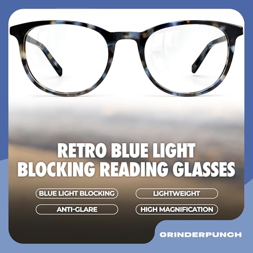 Image of grinderPUNCH Reading Glasses Men Women Fashion Computer Readers Stylish Blue Light Blocking Glasses Gaming Eyeglasses