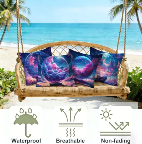 Fundas cojín 40x40 violeta en lino impermeable de alta calidad 5