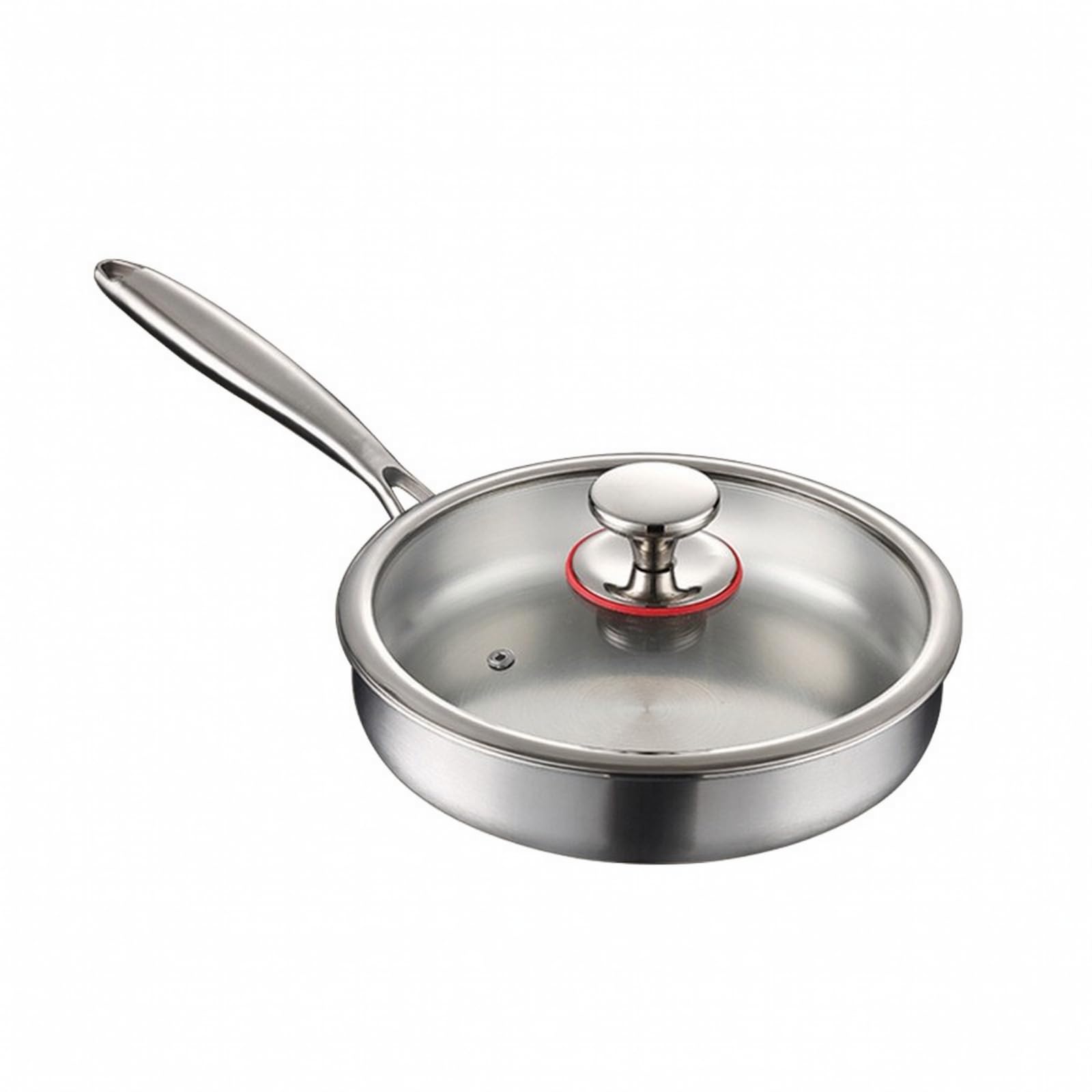 in Acciaio Inox con Coperchio Conduzione Termica Rapida Antiaderente senza Rivestimento Facile da Pulire per Colazioni, 26CM
