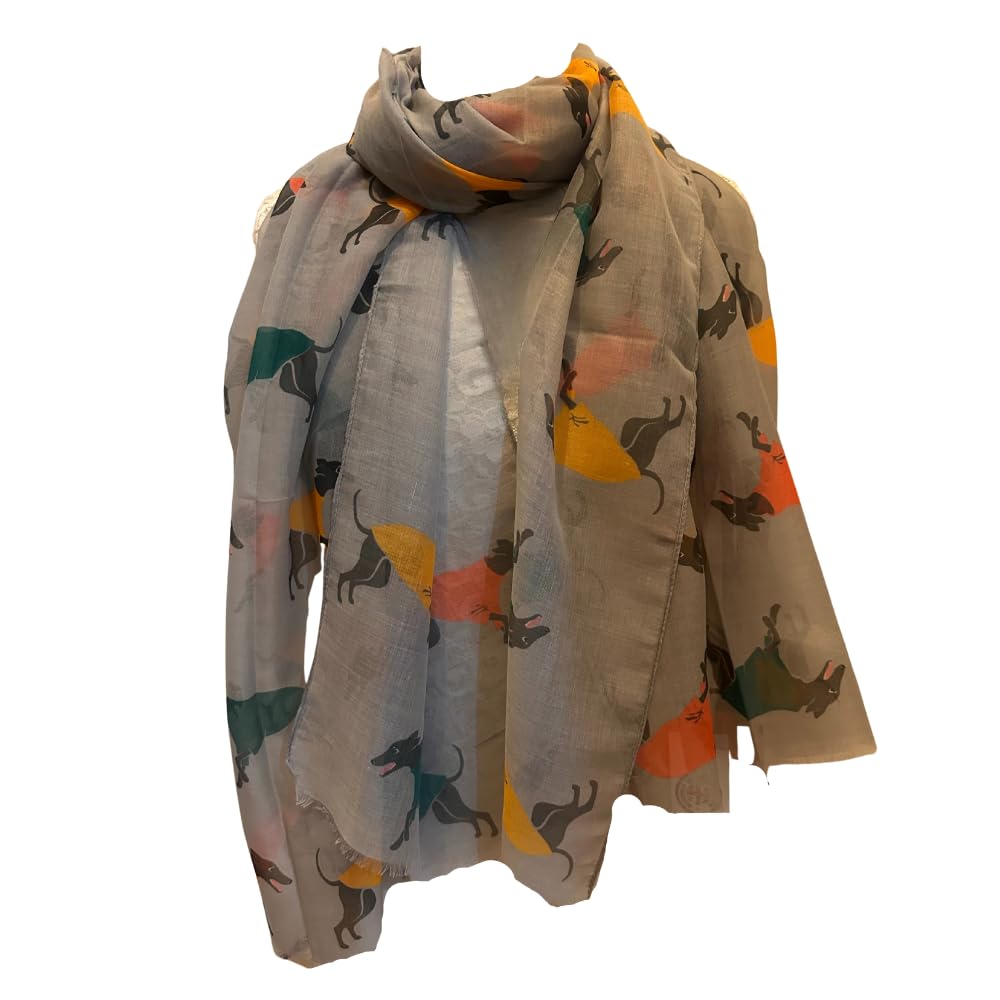 Pamper Yourself Now Big greyhound scarf with frayed edge, fantastic presents for greyhound dog lovers. (grey)