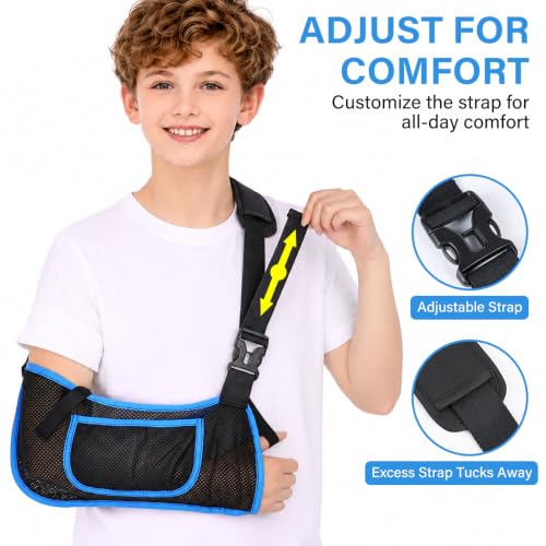 Image of Mesh Shower Arm Sling Shoulder Immobilizer for Shoulder Surgery Recovery | Breathable Mesh, Shower Arm Sling, Quick-Dry Use, Adjustable Strap, Left or Right Arm, Shoulder Elbow Wrist Support, Size S