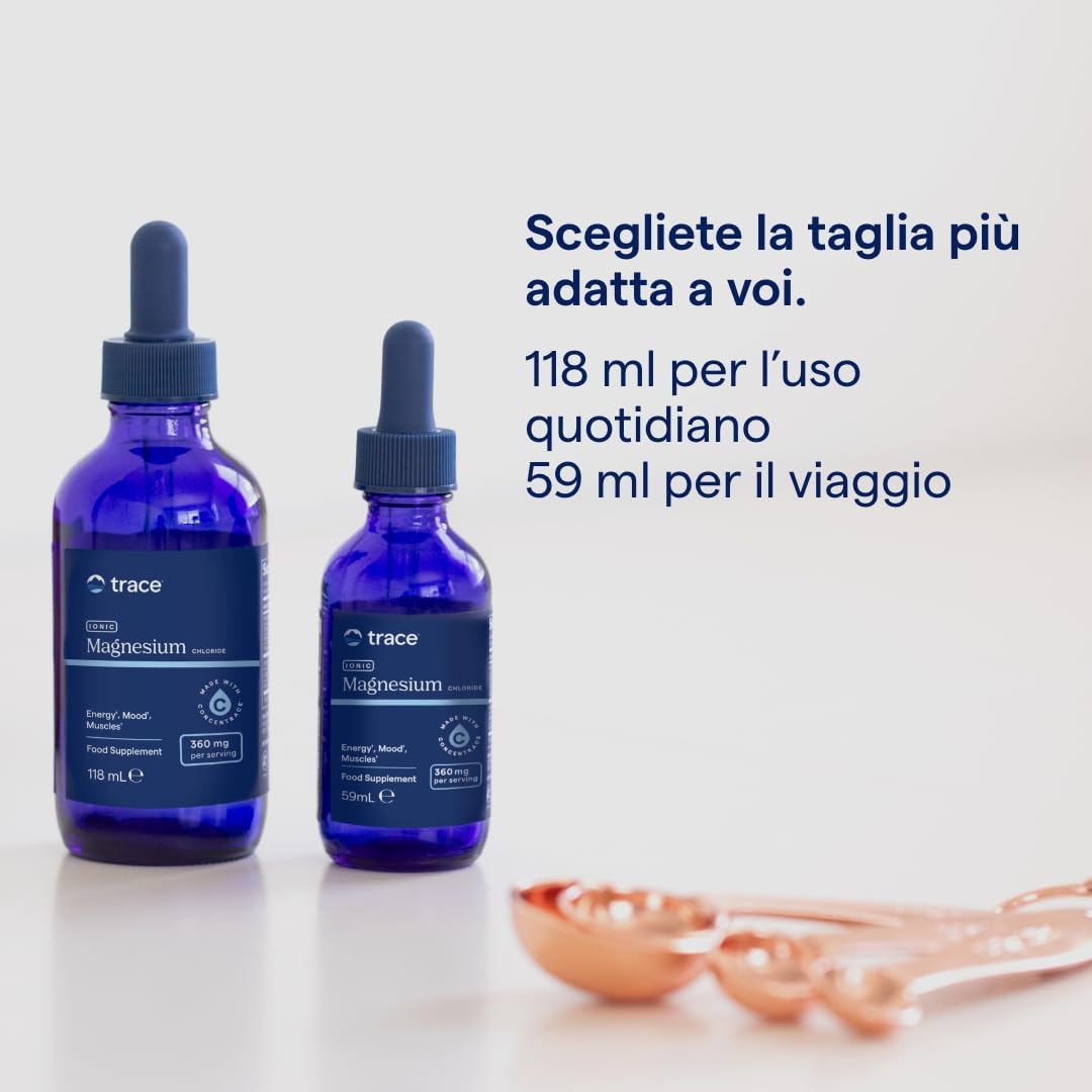 Trace Minerals - Magnesio Ionico Liquido 400 mg | Aiuta a Mantenere le Funzioni Essenziali del Corpo | 118 ml (32 Porzioni)
