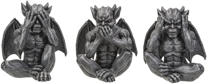 Pacific Giftware Figura de gárgolas Hear, See, Speak No Evil de 5.98 pulgadas de altura, resina, decoración de mesa