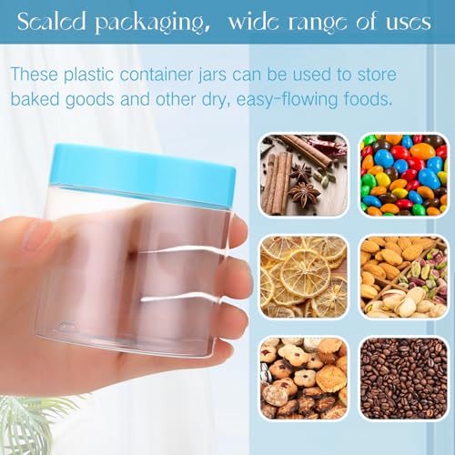 Image of Patelai 4 Pieces Round Wide-mouth Leak Proof Plastic Container Jars with Lids for Travel Storage Makeup Beauty Products Face Creams Oils Salves Ointments DIY Making(8 Ounce,Blue)