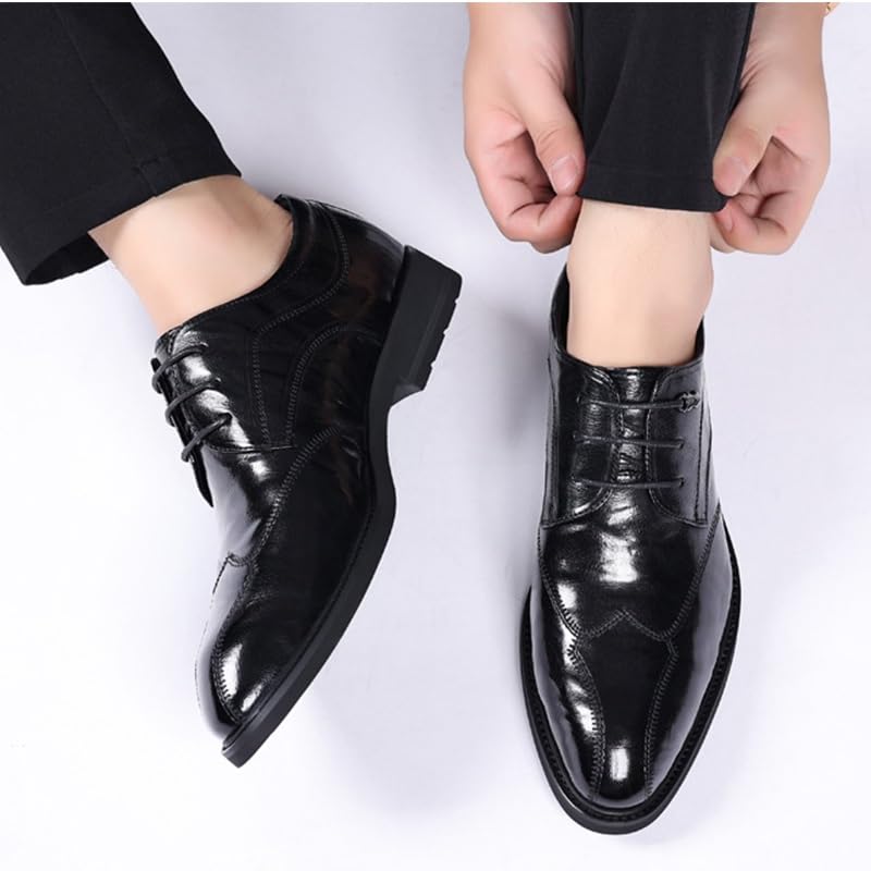 Mens Printed Leather Lace Up Oxford Shoes Pointed Toe Dress Business Casual Fashion Tuxedo Shoes3