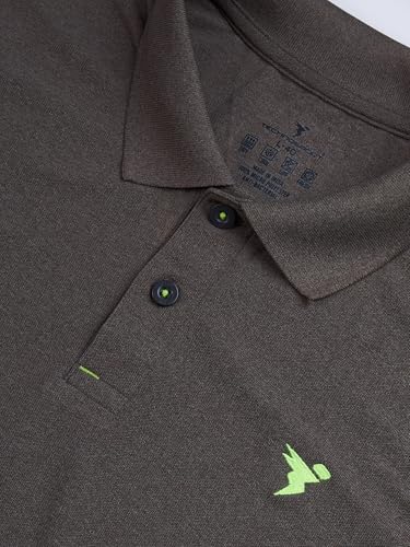 Image of TECHNOSPORT Men's Polyester Slim Fit Self-Design Short Sleeve Polo Matpiq T-Shirt with Anti Microbial, Techno Dry for Regular and Casual Use