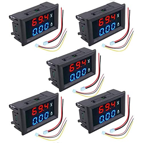 (5-Pack) DC 100V 10A Voltmeter Ammeter LED Dual Volt Amp Meter Voltage Current Tester