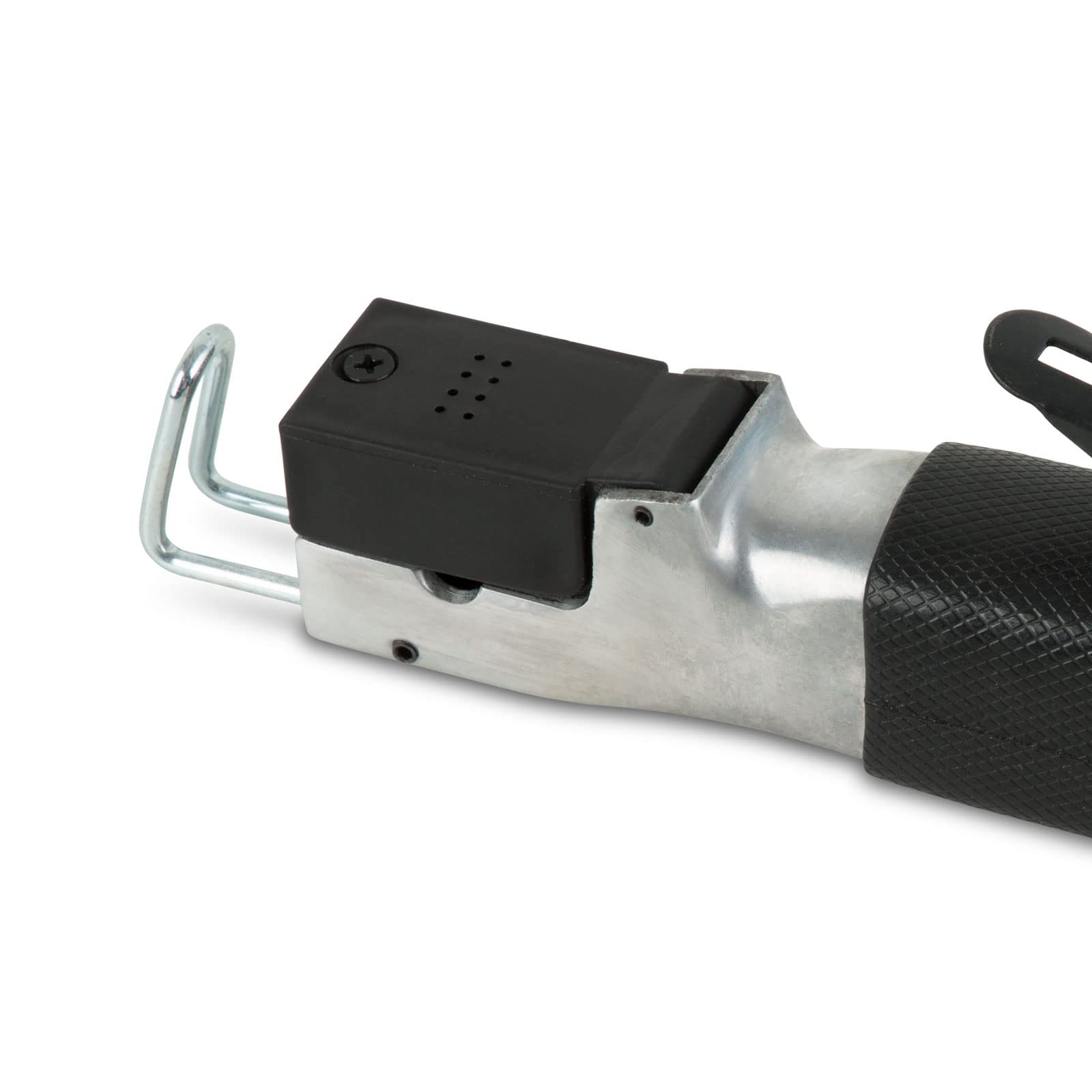 EBERTH Sierra de aire comprimido para carrocerías, acero, aluminio, plástico, sierra para chapas, 10.000 carreras/min., 2 hojas de sierra, conexión de aire comprimido 1/4", presión de trabajo 6 bar