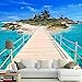 Produktbild BAHUZHI Wallpaper Küste Drawbridge führt zu der Insel 3D Fototapete Seascape Wall Paper für Wohnzimmer Tv Sofa Background