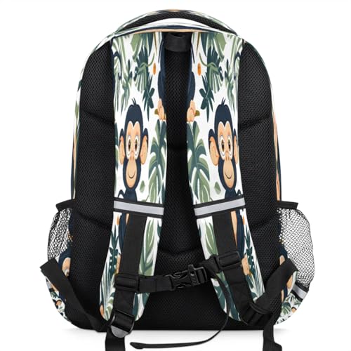 Tropical Tree Monkeys Backpack Bags Backpacks With Chest Strap And Adjustable Shoulder Strap For Sports Travel Casual Daypack3