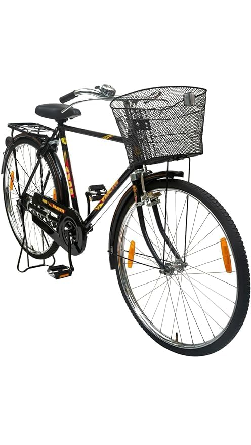 Avon Vijeta 26 T Road Cycle (Single Speed, Black, White) (Bell Lock Stand and Basket)-image-2